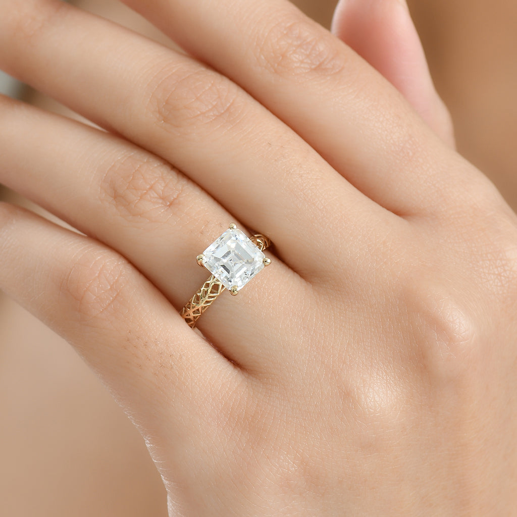 Mirage Collection - 9K Yellow Gold Moissanite Solitaire Mirage Ring 2.75 Ct._8350602_2