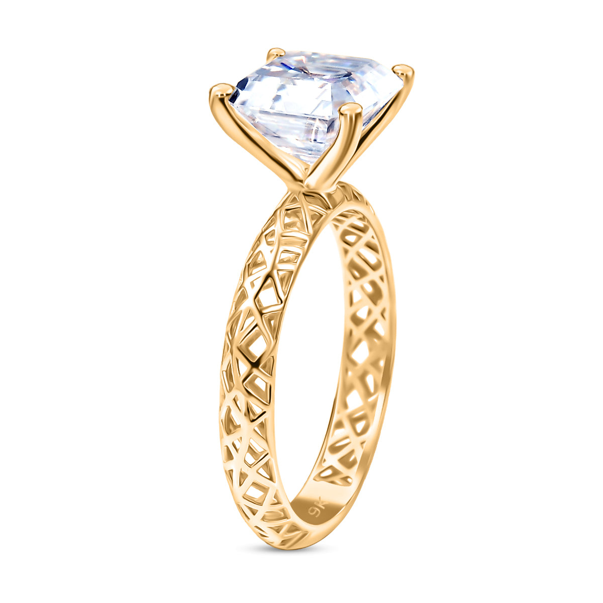 Mirage Collection  - 9K Yellow Gold Moissanite Solitaire Mirage Ring 2.75 ct. V32515677 4