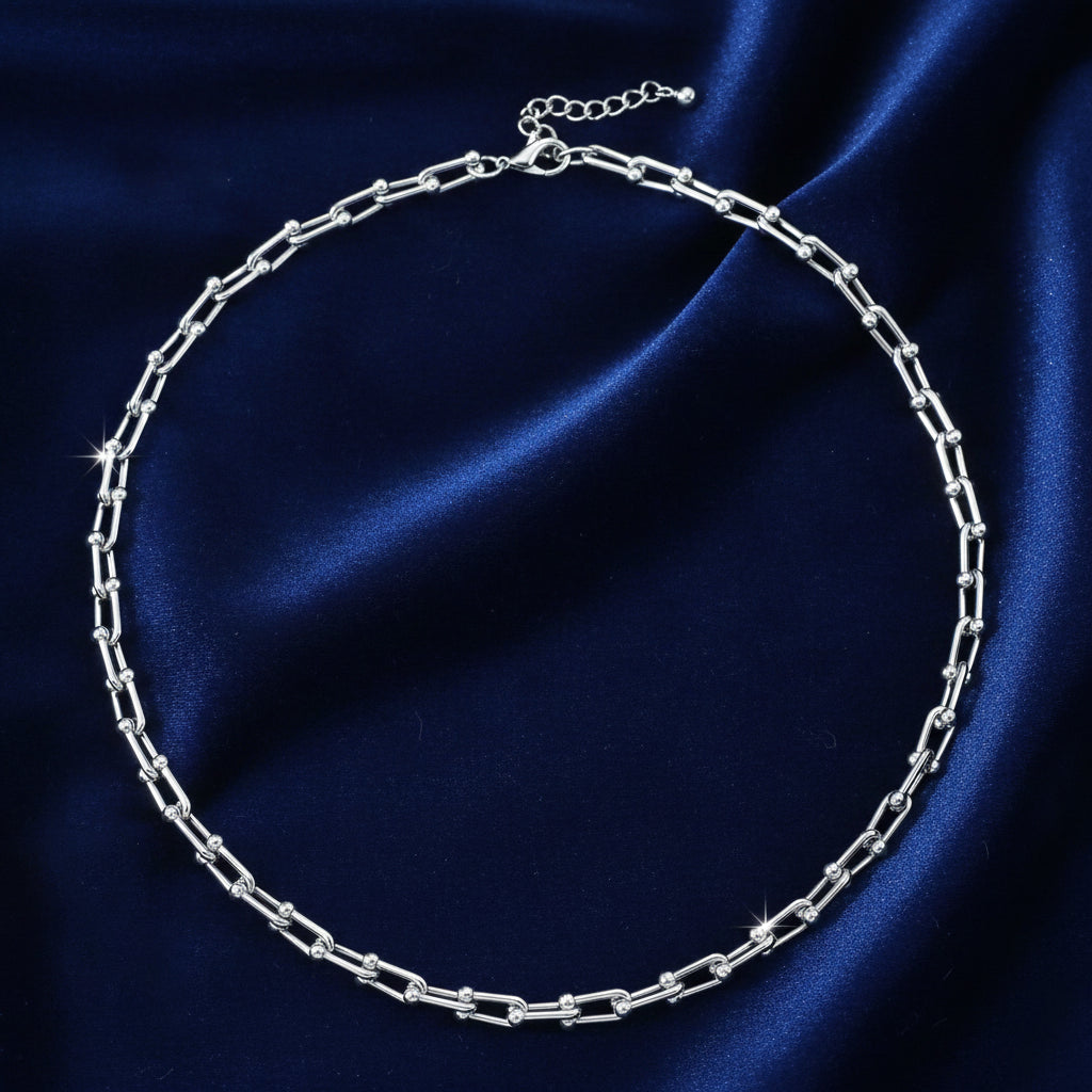 DESIGNER INSPIRED - INDUSTRIAL Necklace In silver tone (Size - 22 + 2 Inch Ext)_8350642_2