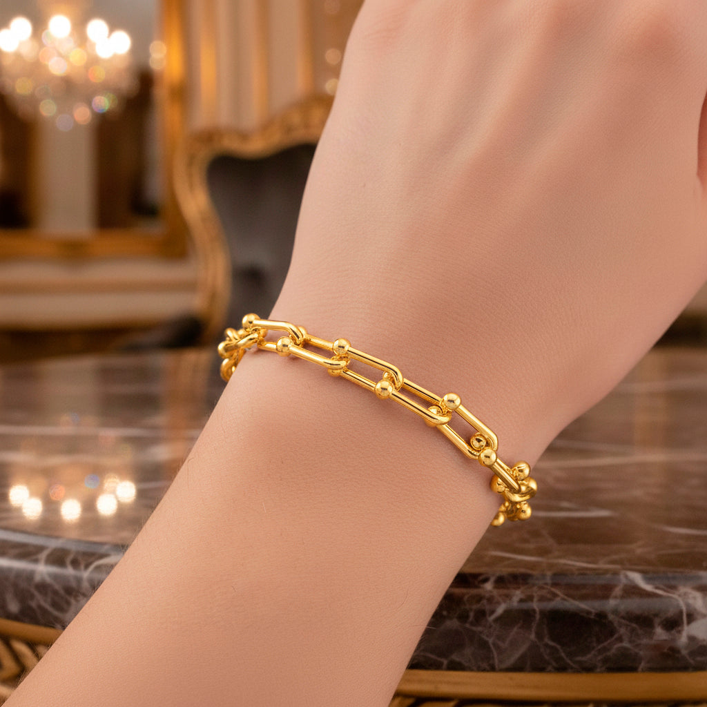 Horseshoe Chain Bracelet (Size - 8-2 Inch Ext) in Yellow Gold Tone 8350653 3
