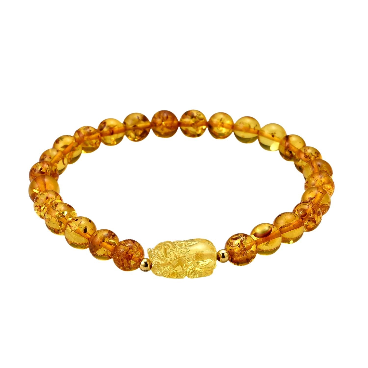 D'Joy Amber Beads Bracelet (Size 7 to 7.5 Stretchable) in Yellow Gold Plated Sterling Silver 28.00 Ct. 8350783 0