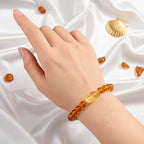 D'Joy Amber Beads Bracelet (Size 7 to 7.5 Stretchable) in Yellow Gold Plated Sterling Silver 28.00 Ct._8350783_2
