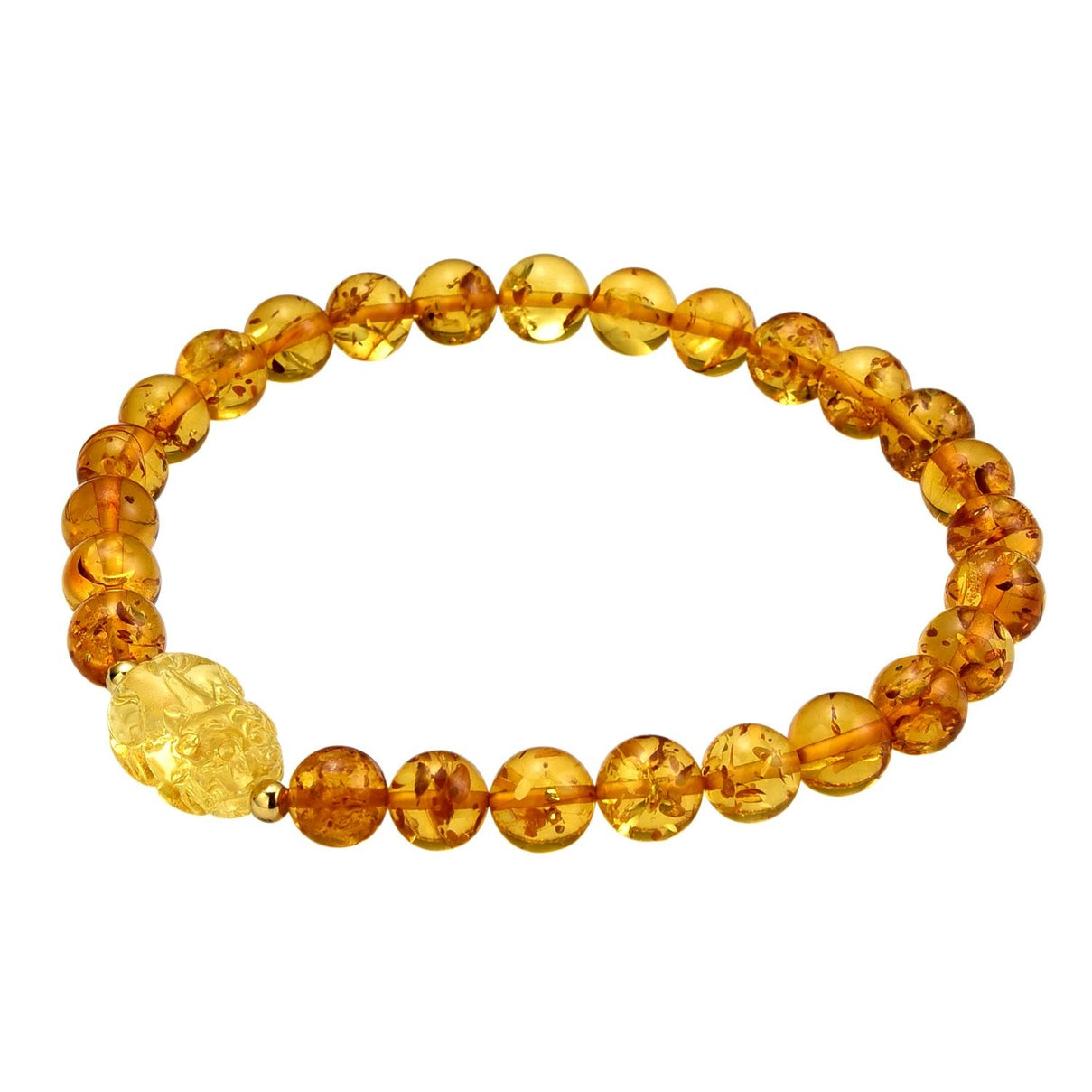 D'Joy Amber Beads Bracelet (Size 7 to 7.5 Stretchable) in Yellow Gold Plated Sterling Silver 28.00 Ct. 8350783 4