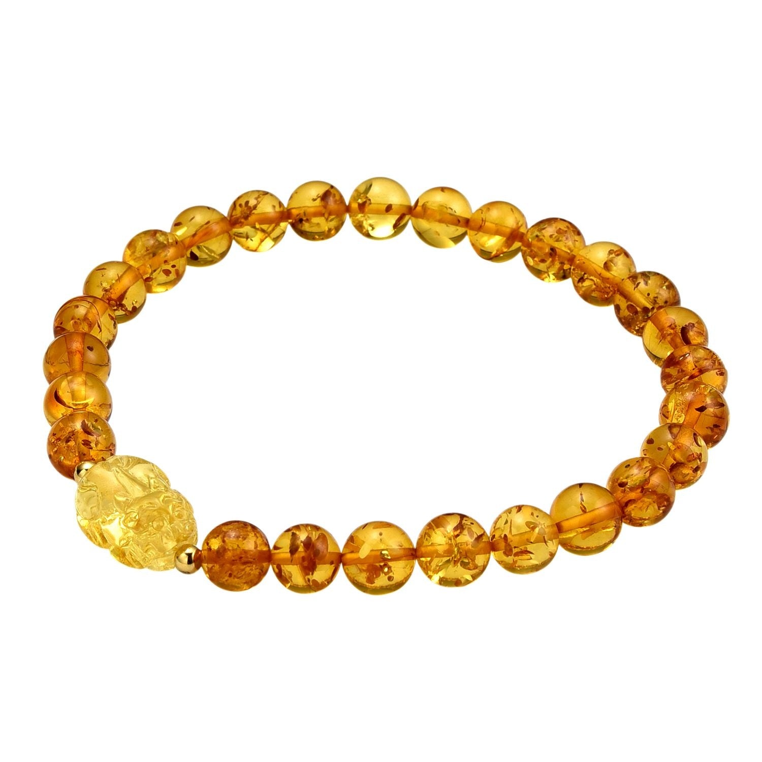 D'Joy Amber Beads Bracelet (Size 7 to 7.5 Stretchable) in Yellow Gold Plated Sterling Silver 28.00 Ct. 8350783 4