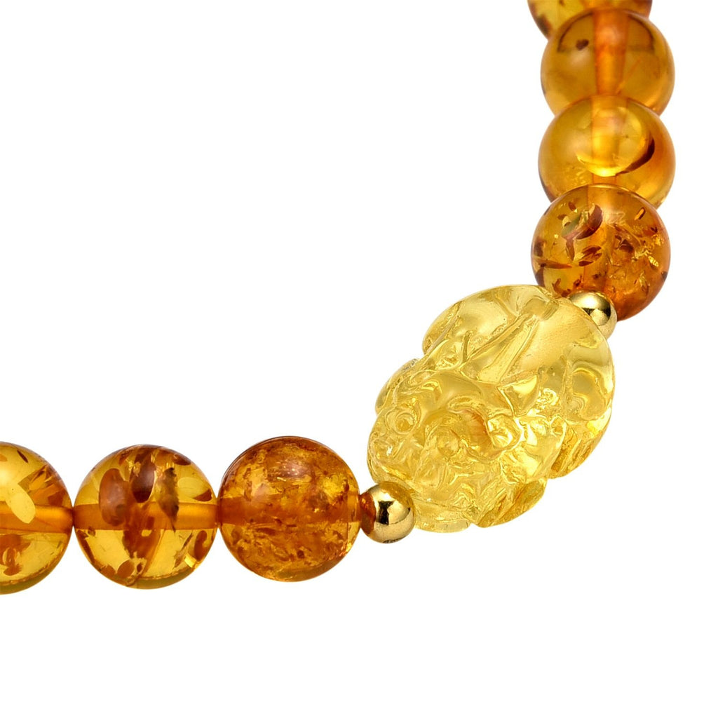 D'Joy Amber Beads Bracelet (Size 7 to 7.5 Stretchable) in Yellow Gold Plated Sterling Silver 28.00 Ct._8350783_4
