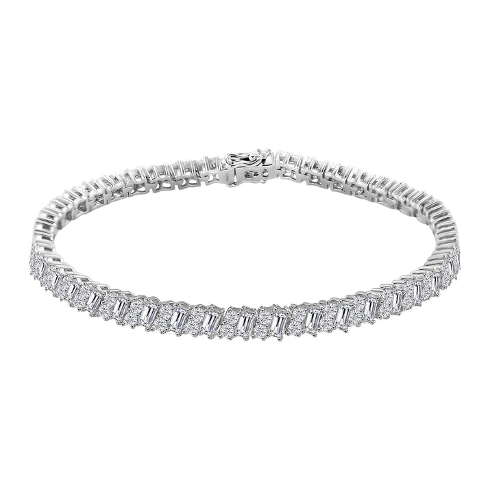 D'Joy Moissanite Tennis Bracelet (Size - 7) in Rhodium Overlay Sterling Silver 6.25 Ct, Silver Wt.11.00 Gms. 8350817 1