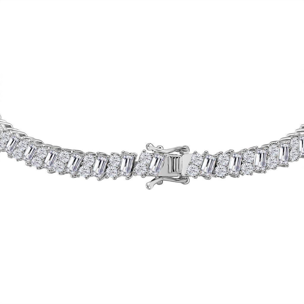D'Joy Moissanite Tennis Bracelet (Size - 8) in Rhodium Overlay Sterling Silver 7.26 Ct, Silver Wt.12.00 Gms_8350852_3