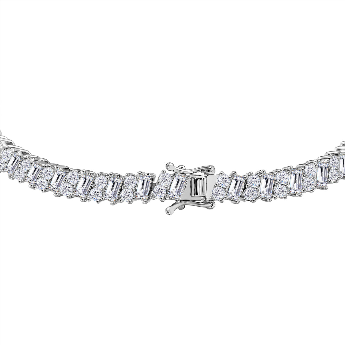 D'Joy Moissanite Tennis Bracelet (Size - 8) in Rhodium Overlay Sterling Silver 7.26 Ct, Silver Wt.12.00 Gms V32523410 4