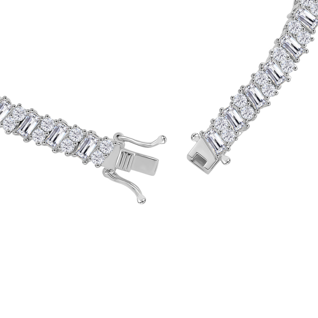 D'Joy Moissanite Tennis Bracelet (Size - 8) in Rhodium Overlay Sterling Silver 7.26 Ct, Silver Wt.12.00 Gms_8350852_4