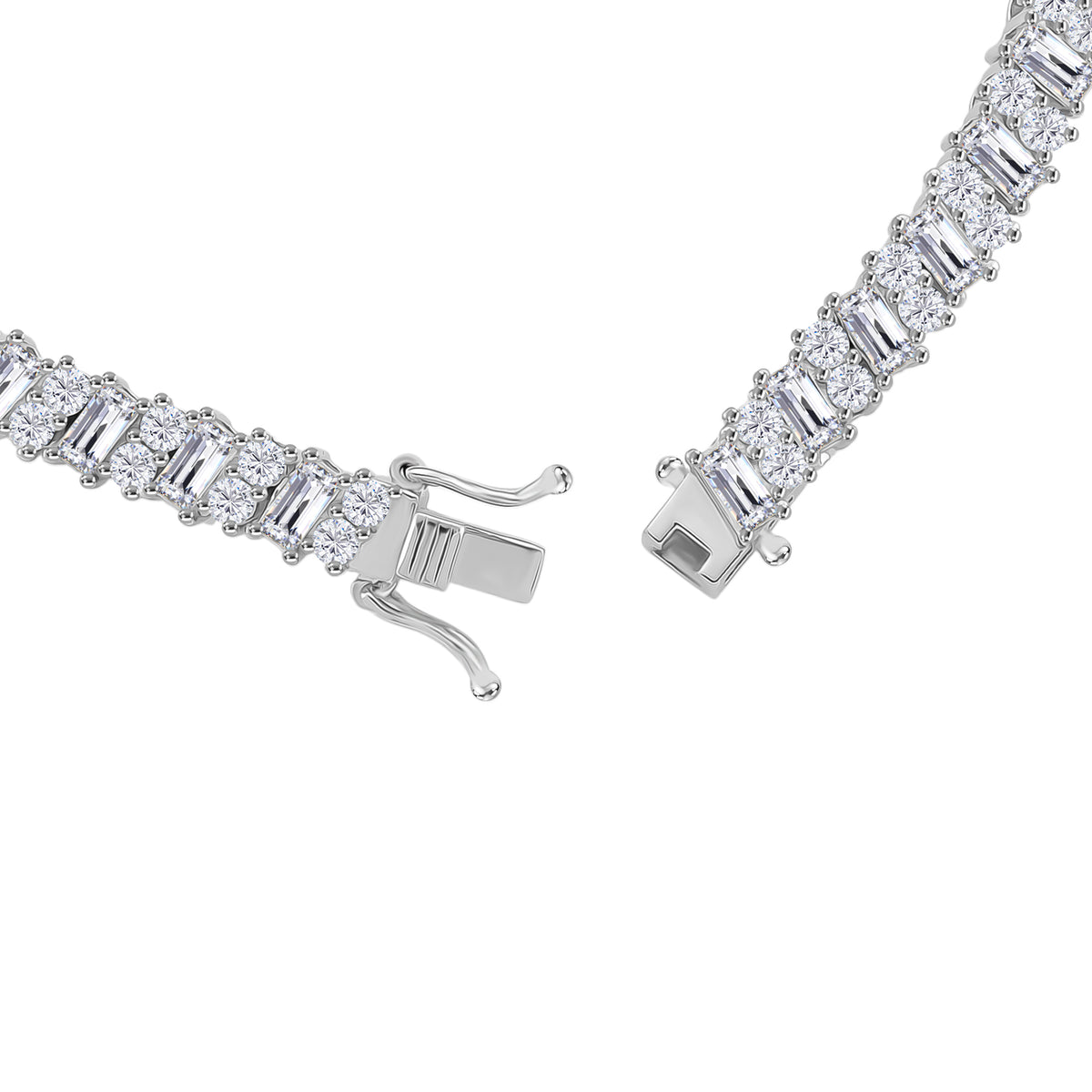 D'Joy Moissanite Tennis Bracelet (Size - 8) in Rhodium Overlay Sterling Silver 7.26 Ct, Silver Wt.12.00 Gms V32523410 5
