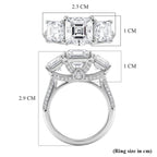 D'Joy - Royal Asscher Cut Moissanite Trilogy Ring in Rhodium Overlay Sterling Silver 5.52 Ct._8350903_5