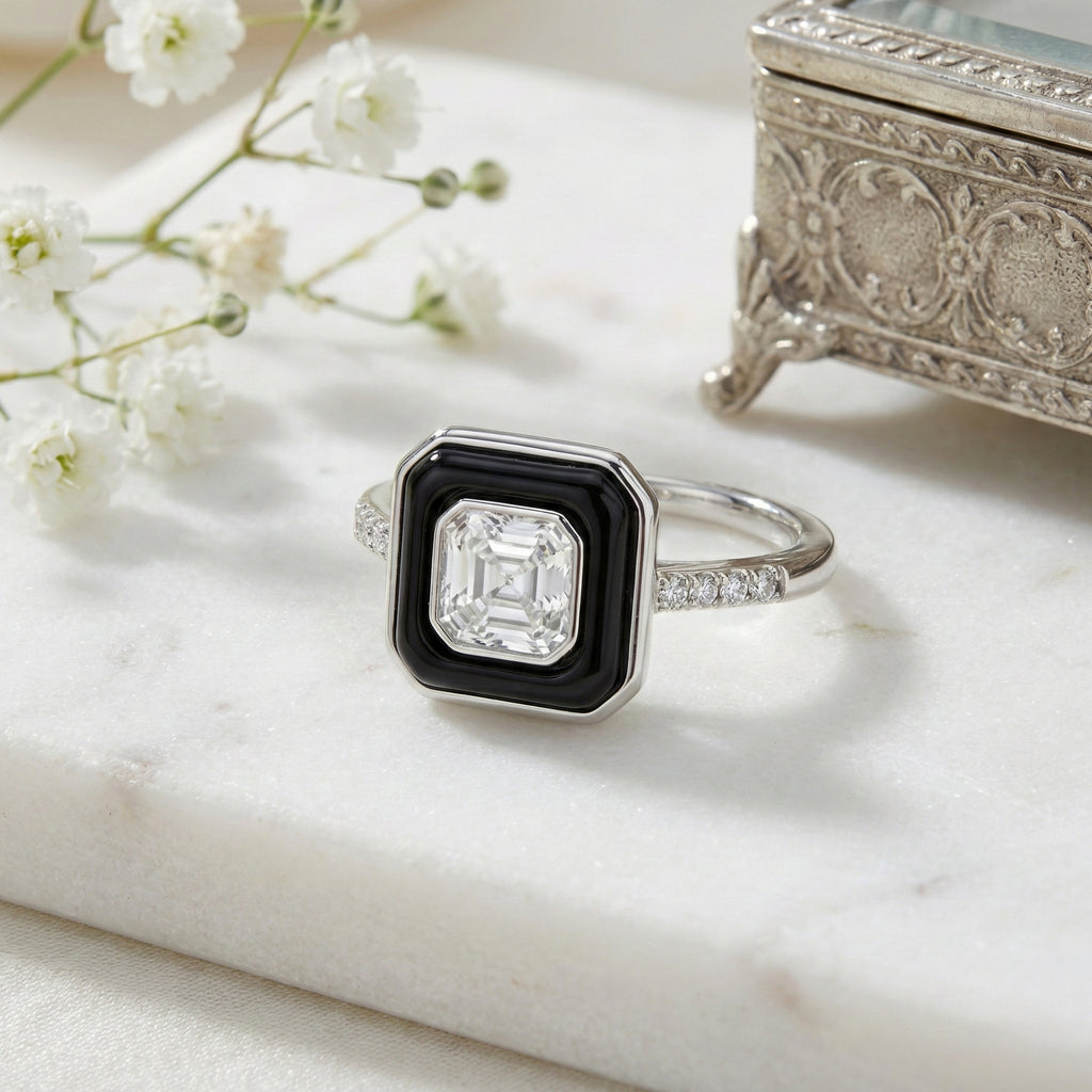 D'Joy Moissanite and Boots Black Jade Solitaire Ring in Rhodium Overlay Sterling Silver 3.45 Ct._8351051_1