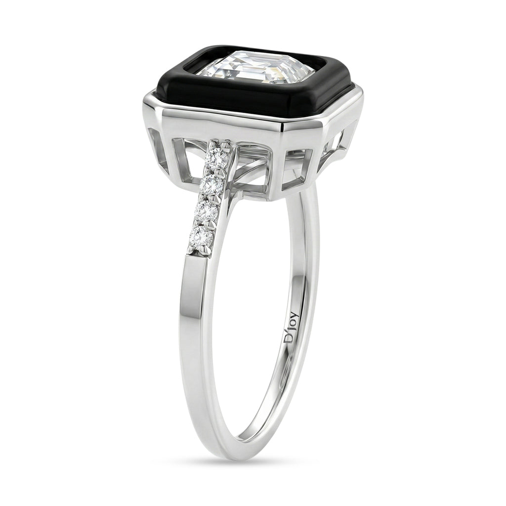 D'Joy Moissanite and Boots Black Jade Solitaire Ring in Rhodium Overlay Sterling Silver 3.45 Ct._8351051_3