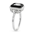 D'Joy Moissanite and Boots Black Jade Solitaire Ring in Rhodium Overlay Sterling Silver 3.45 Ct._8351051_3