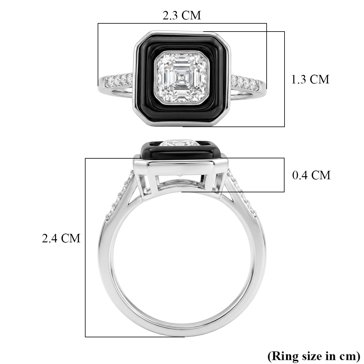 D'Joy Moissanite and Boots Black Jade Solitaire Ring in Rhodium Overlay Sterling Silver 3.45 Ct. 8351051 6