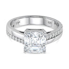 Close Out Deal- D'Joy Royal Asscher Cut Moissanite Ring in Rhodium Overlay Sterling Silver 3.26 Ct._8351070