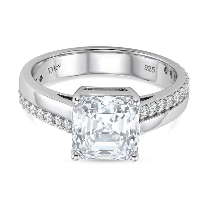 Close Out Deal- D'Joy Royal Asscher Cut Moissanite Ring in Rhodium Overlay Sterling Silver 3.26 Ct. 8351070 1