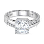 Close Out Deal- D'Joy Royal Asscher Cut Moissanite Ring in Rhodium Overlay Sterling Silver 3.26 Ct._8351071