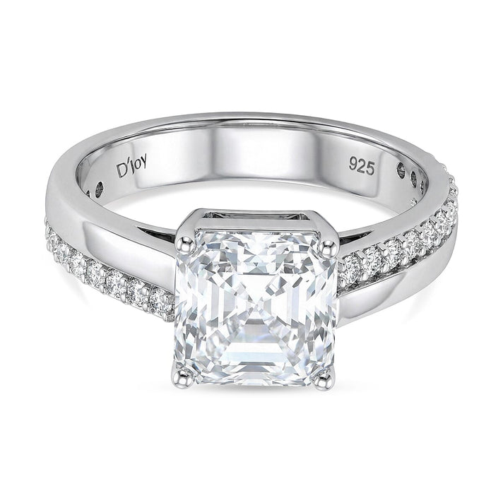 Close Out Deal- D'Joy Royal Asscher Cut Moissanite Ring in Rhodium Overlay Sterling Silver 3.26 Ct. V32612426 1
