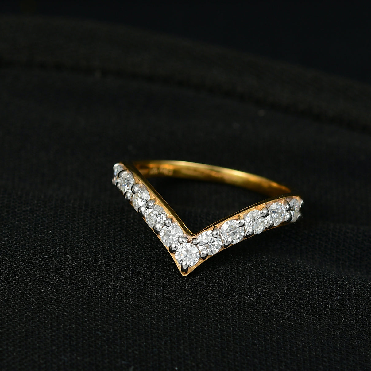 D'Joy -White Moissanite Wishbone Ring in 18K Vermeil Yellow Gold Plated Sterling Silver V32514107 2