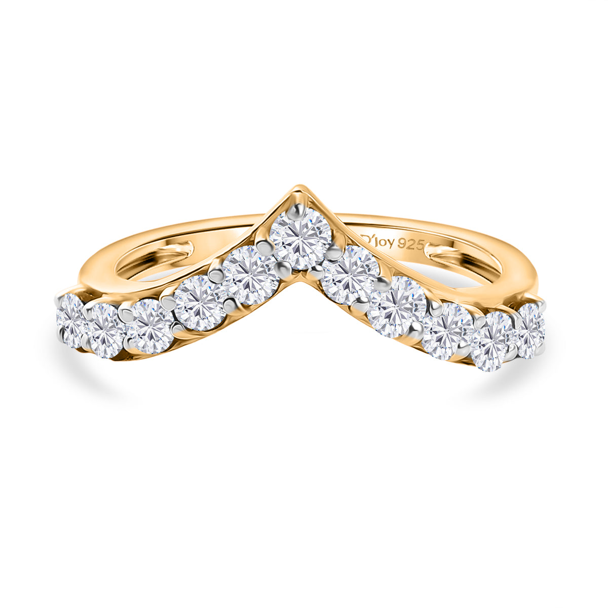 D'Joy -White Moissanite Wishbone Ring in 18K Vermeil Yellow Gold Plated Sterling Silver V32515080 0