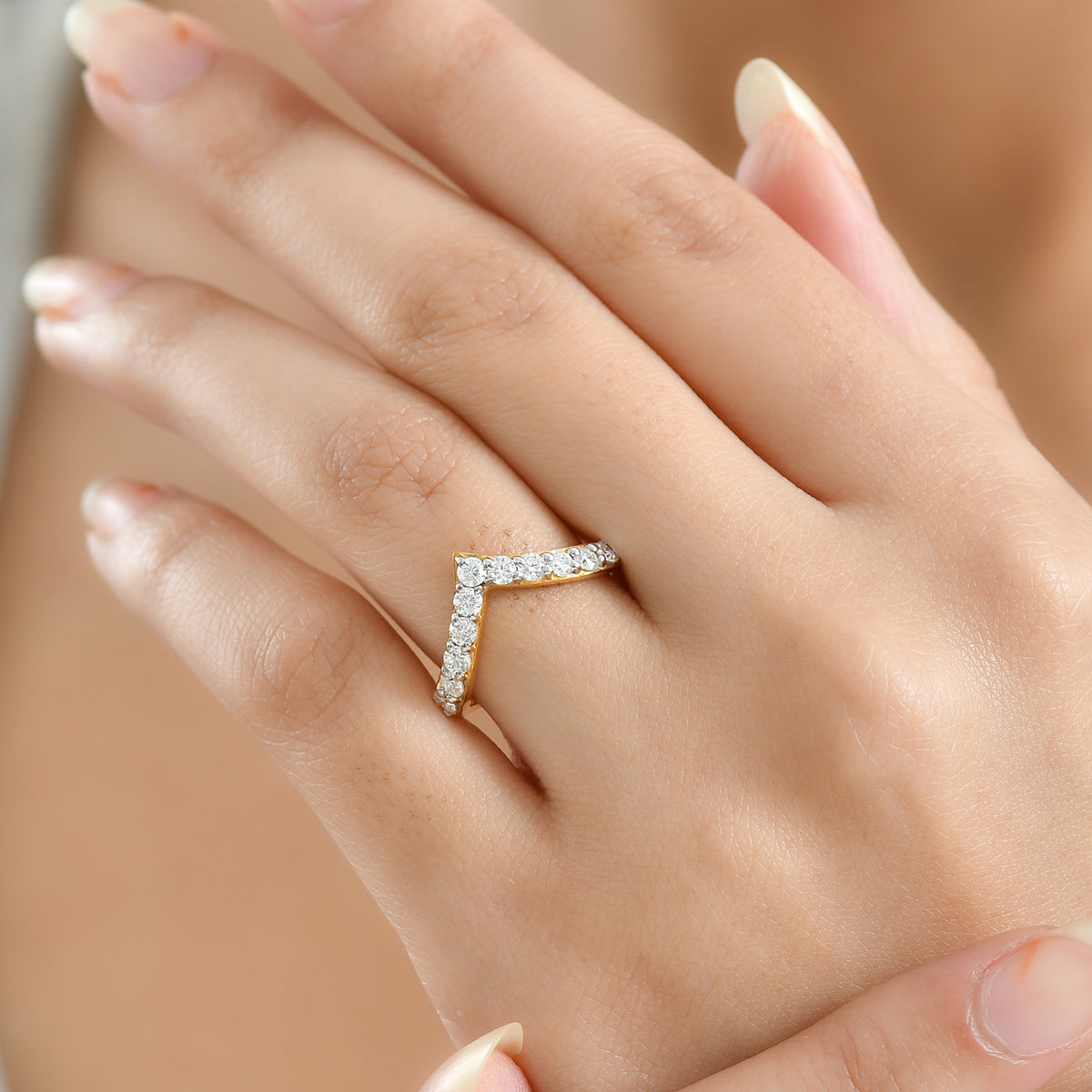 D'Joy -White Moissanite Wishbone Ring in 18K Vermeil Yellow Gold Plated Sterling Silver V32515080 3