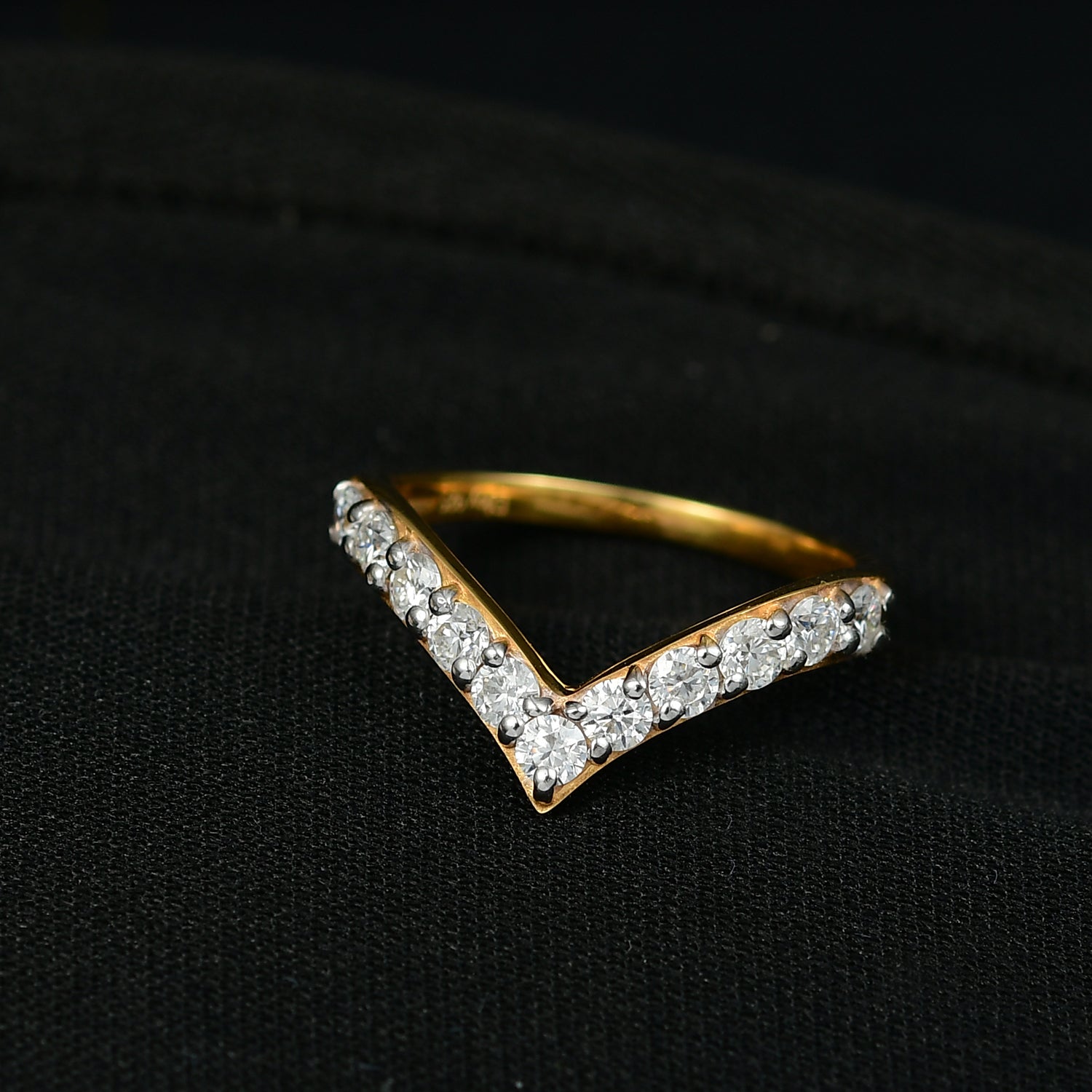 D'Joy -White Moissanite Wishbone Ring in 18K Vermeil Yellow Gold Plated Sterling Silver V32514116 2