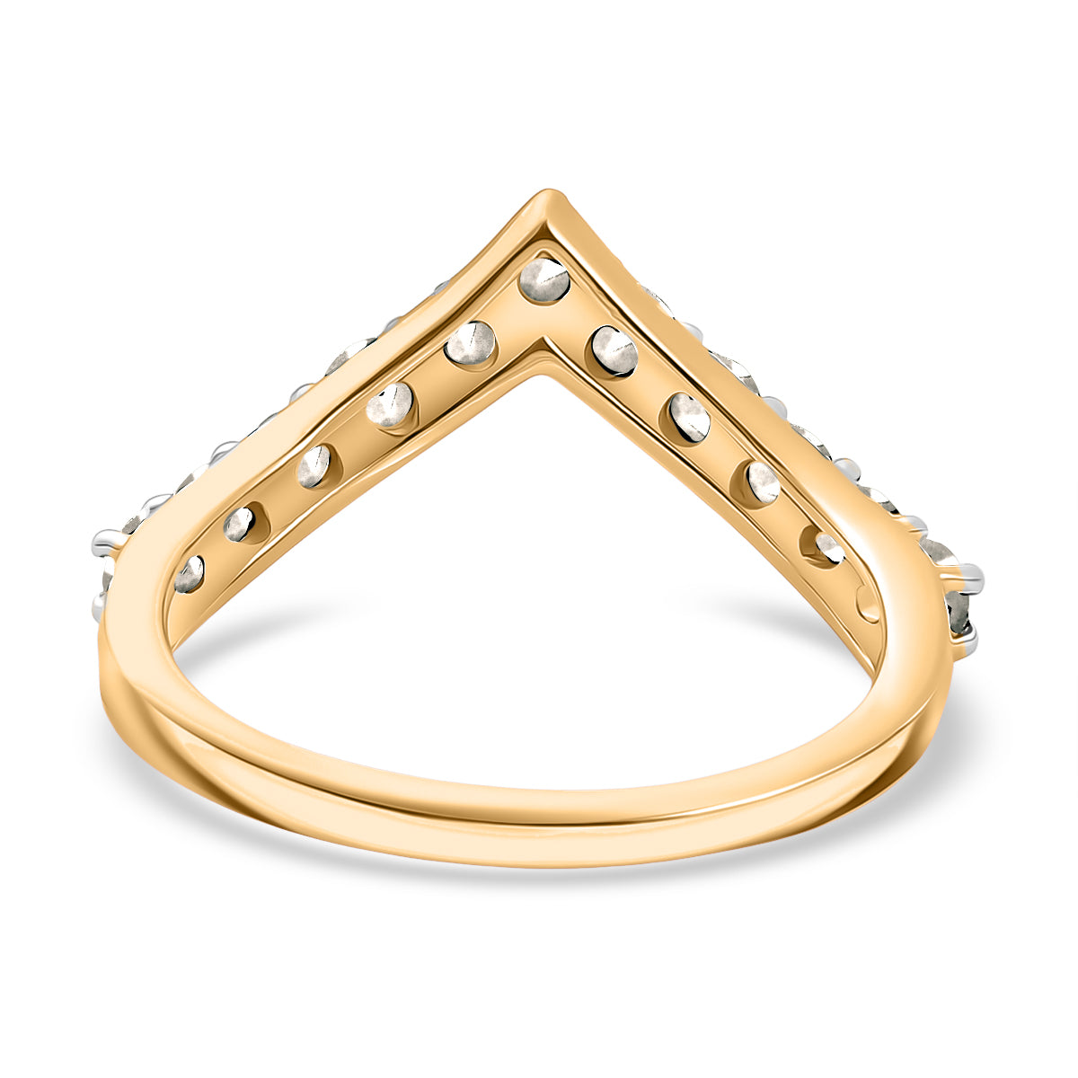 D'Joy -White Moissanite Wishbone Ring in 18K Vermeil Yellow Gold Plated Sterling Silver V32514116 5