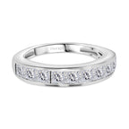 D'Joy - Moissanite Half-Eternity Band Ring in Rhodium Overlay Sterling Silver 1.38 Ct._8351360