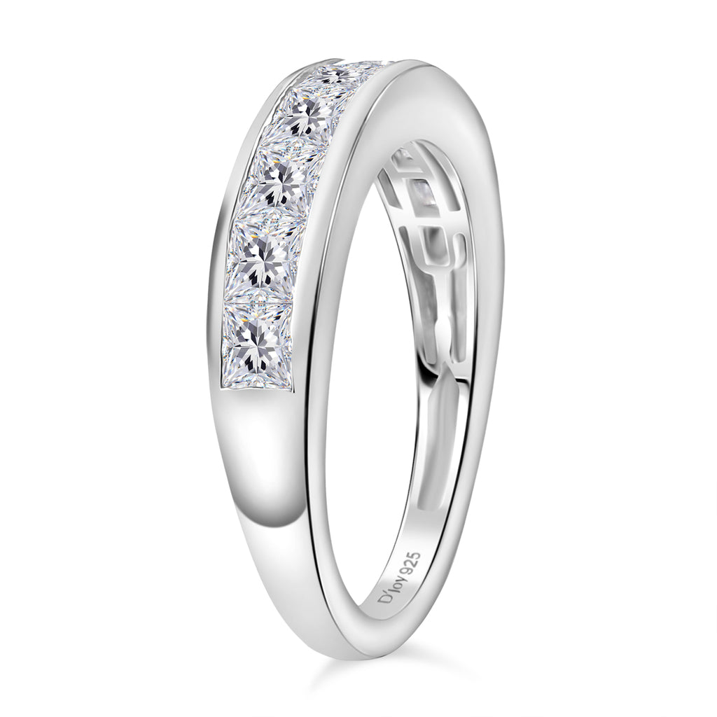 D'Joy - Moissanite Half-Eternity Band Ring in Rhodium Overlay Sterling Silver 1.38 Ct._8351360_3