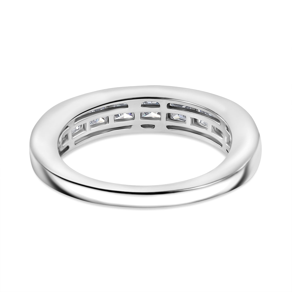 1.4 Ct. Moissanite Band Ring in Rhodium Sterling Silver V32513679 5