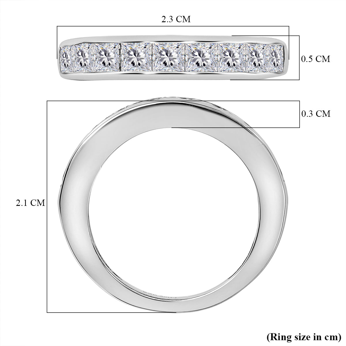 1.4 Ct. Moissanite Band Ring in Rhodium Sterling Silver V32513679 6
