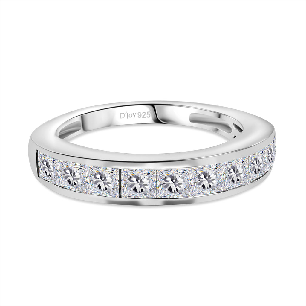 D'Joy - Moissanite Half-Eternity Band Ring in Rhodium Overlay Sterling Silver 1.38 Ct._8351364
