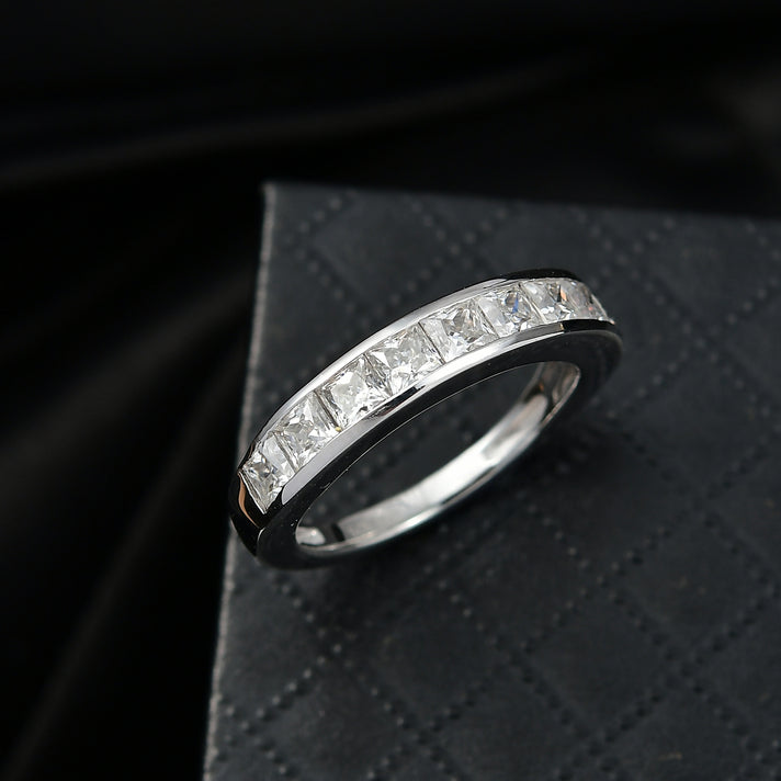 1.4 Ct. Moissanite Band Ring in Rhodium Sterling Silver V32632673 2