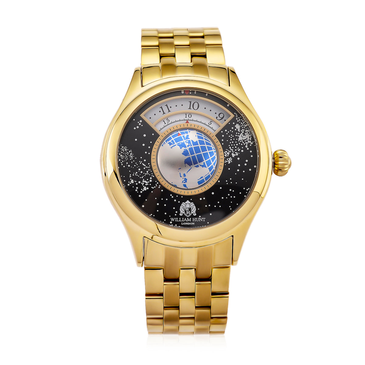 William Hunt Limited Edition Celestial Constellation Automatic Movt Watch With Rotating Globe 3ATM Water Resistancy Presented in a Gift Box - Gold Black 8351519 0