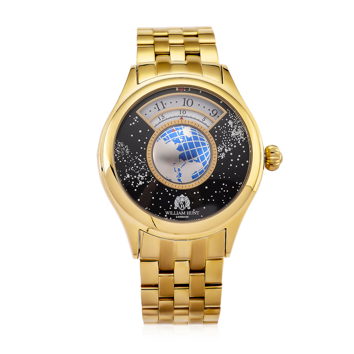 William Hunt Limited Edition Celestial Constellation Automatic Movt Watch With Rotating Globe 3ATM Water Resistancy Presented in a Gift Box - Gold Green 8351520 1