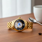 William Hunt Limited Edition Celestial Constellation Automatic Movt Watch With Rotating Globe 3ATM Water Resistancy Presented in a Gift Box - Gold Black_8351519_1