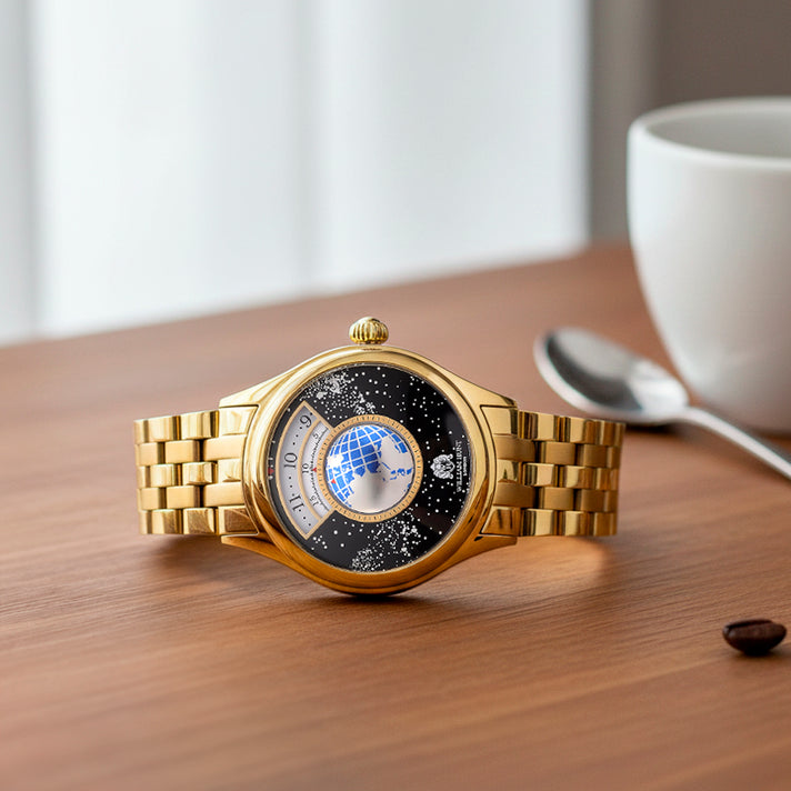 William Hunt Limited Edition Celestial Constellation Automatic Movt Watch With Rotating Globe 3ATM Water Resistancy Presented in a Gift Box - Gold Green 8351520 2