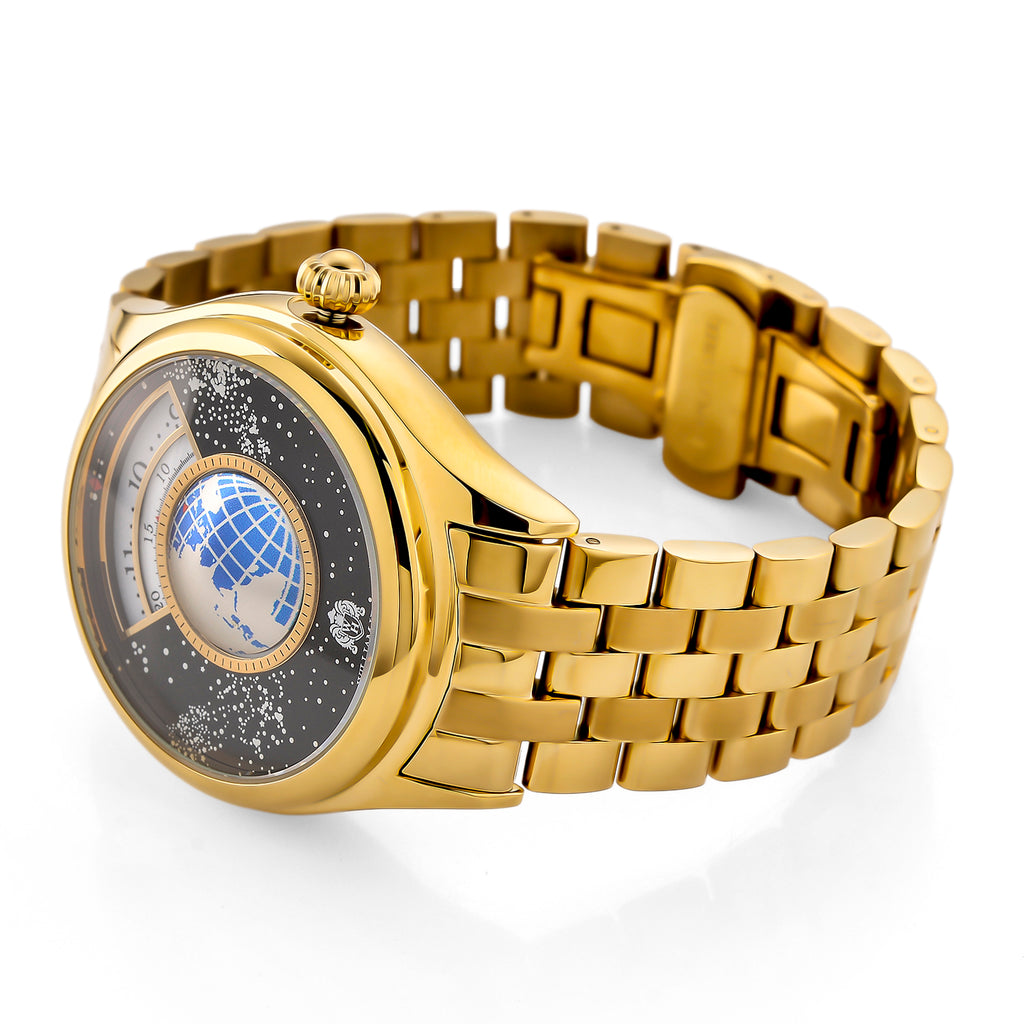 William Hunt Limited Edition Celestial Constellation Automatic Movt Watch With Rotating Globe 3ATM Water Resistancy Presented in a Gift Box - Gold Black_8351519_5