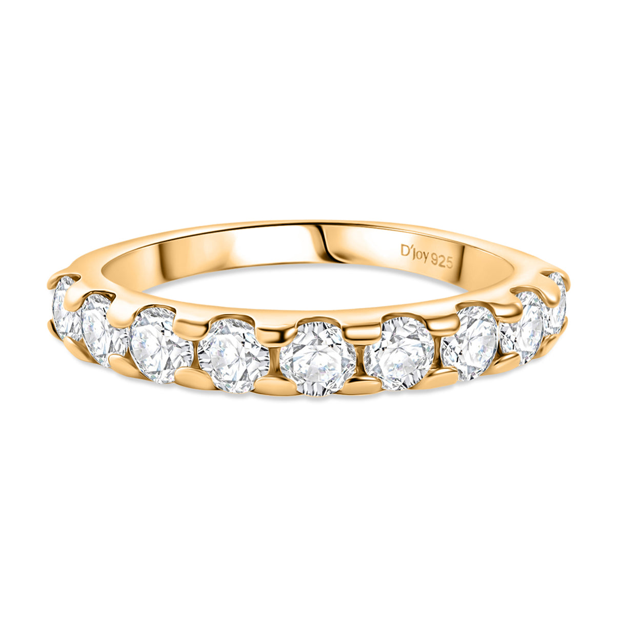 0.9 Ct. Moissanite Half-Eternity Ring in 18K Yellow Gold Sterling Silver 8351586 0