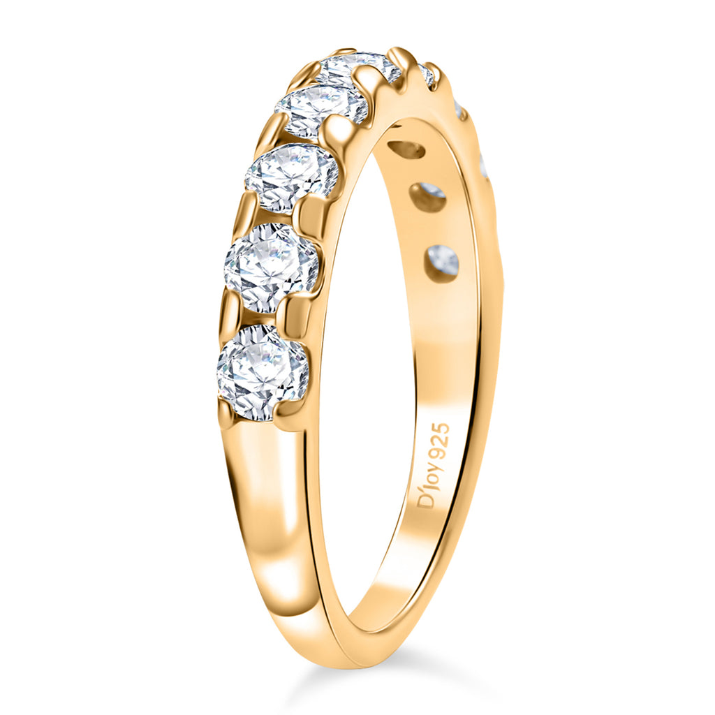 Royal Bali Collection - D'Joy Moissanite Half Eternity Band Ring in Yellow Gold Plated Sterling Silver_8351586_5