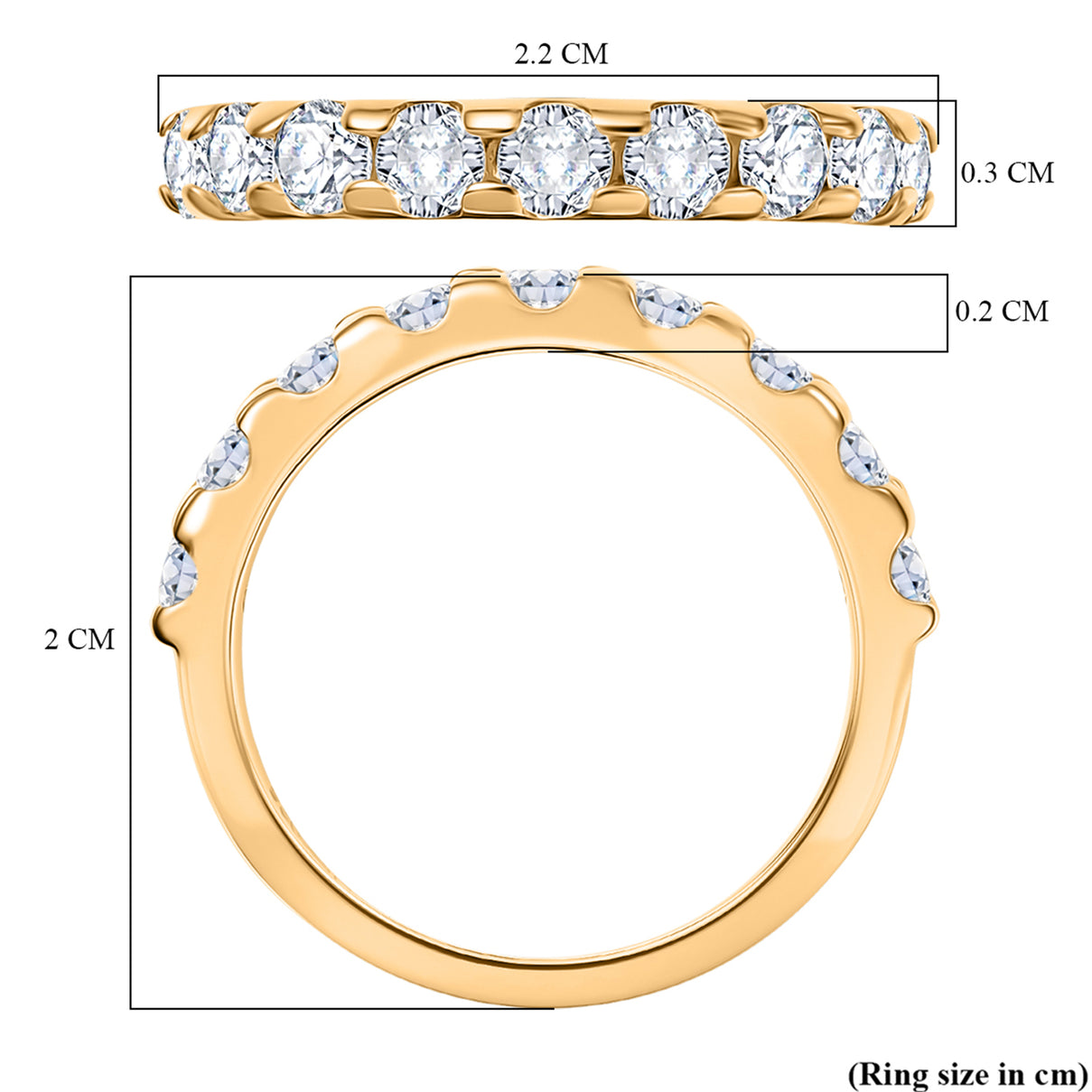 0.9 Ct. Moissanite Half-Eternity Ring in 18K Yellow Gold Sterling Silver 8351586 8