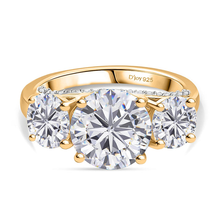 D'joy 4.3 Ct. Moissanite Trilogy Ring in 18K Yellow Gold Over Sterling Silver 8351950 1