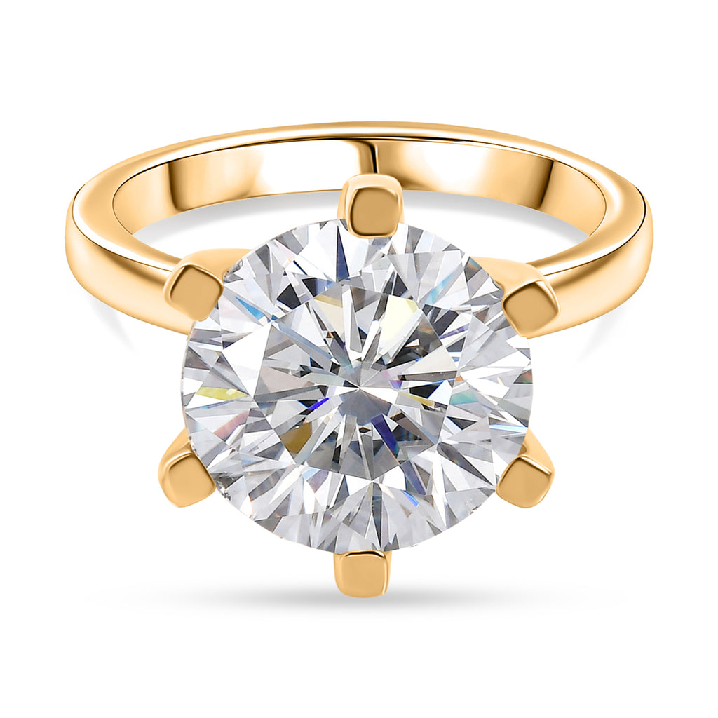 D'Joy Moissanite Solitaire Ring in 18K YG VermeilSterling Silver  5.275  Ct._8352027
