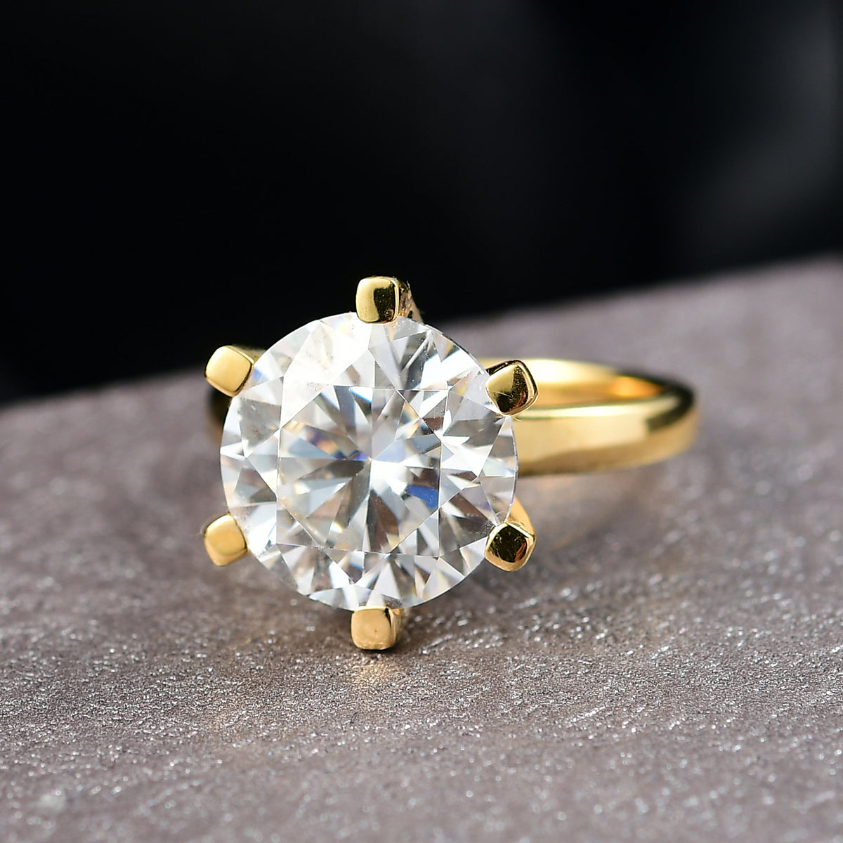 5.3 Ct. Moissanite Solitaire Ring in 18K YG Vermeil Sterling Silver V32520205 2
