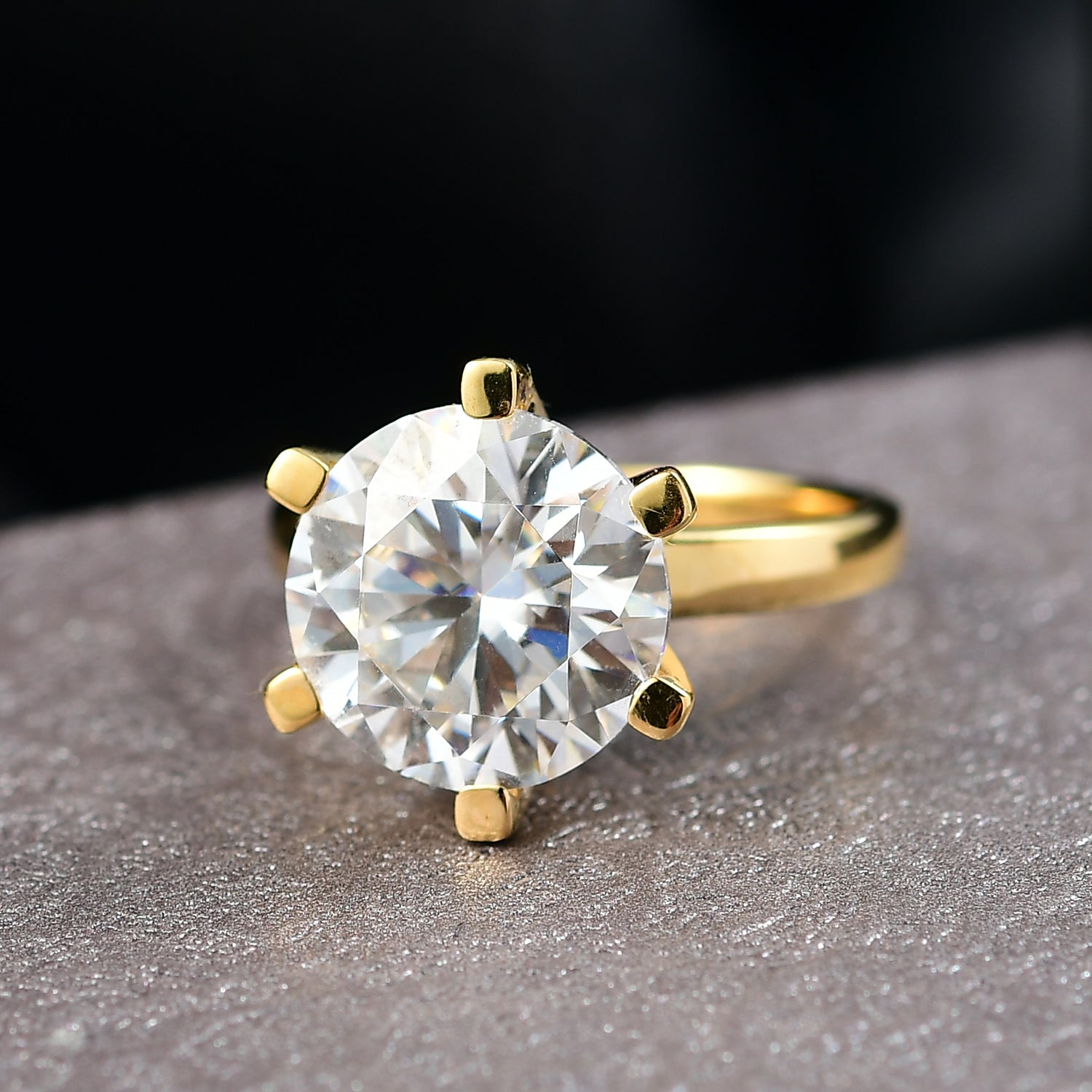 5.3 Ct. Moissanite Solitaire Ring in 18K YG Vermeil Sterling Silver V32520205 2