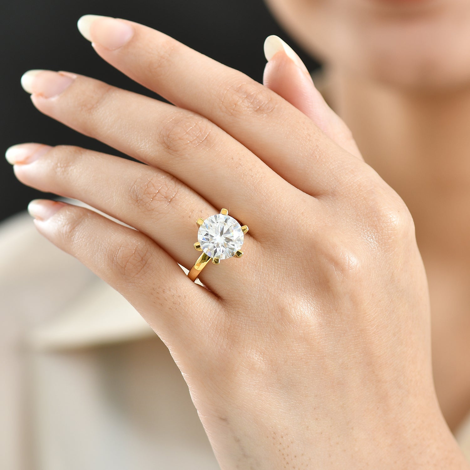 5.3 Ct. Moissanite Solitaire Ring in 18K YG Vermeil Sterling Silver V32520205 3