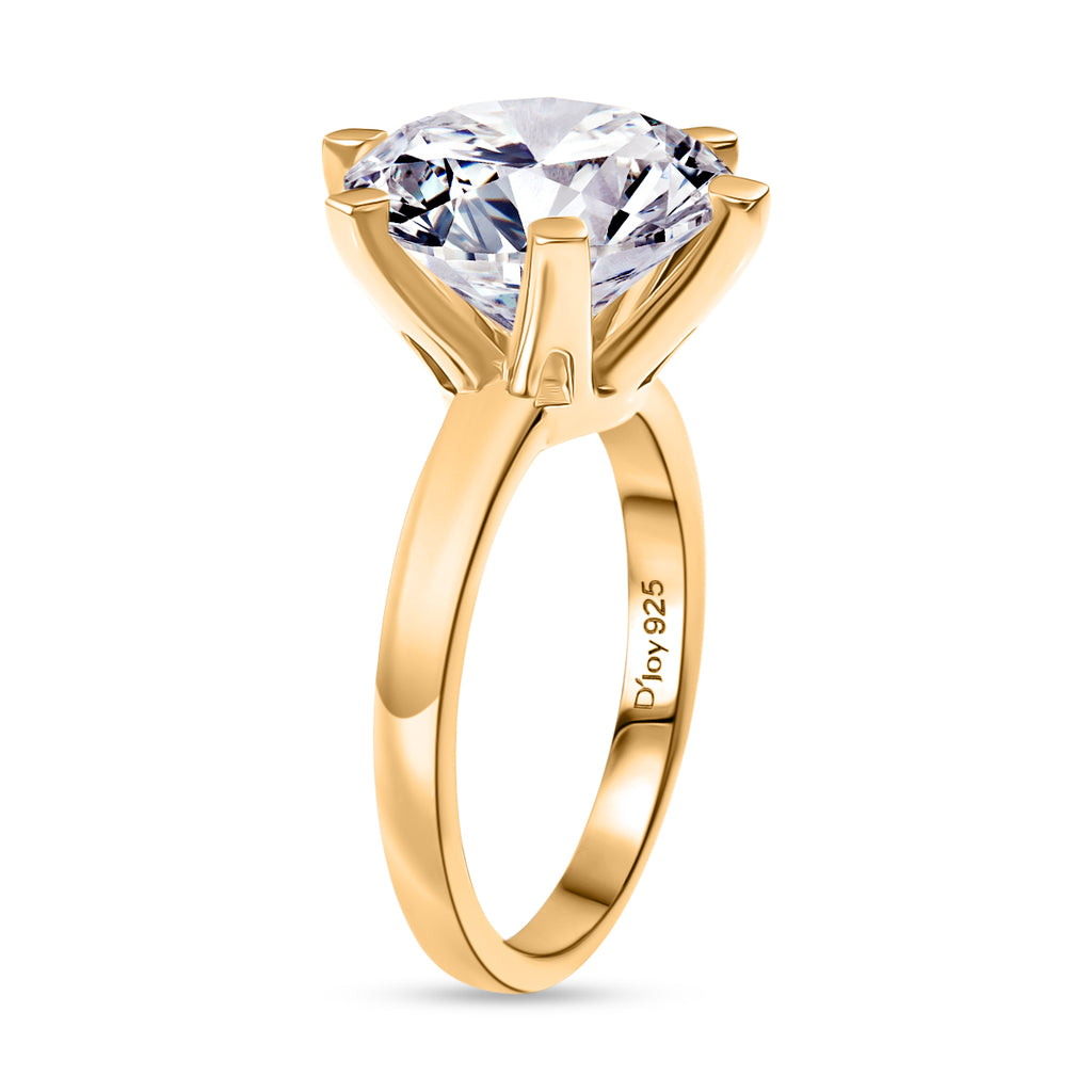 D'Joy Moissanite Solitaire Ring in 18K YG VermeilSterling Silver  5.275  Ct._8352027_3