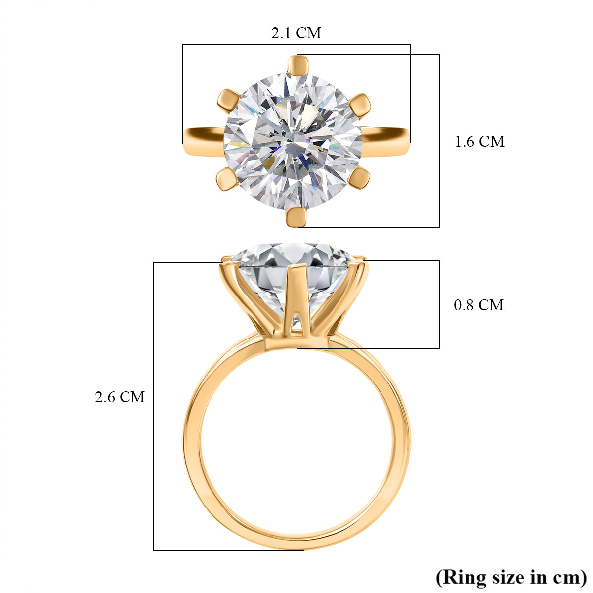 5.3 Ct. Moissanite Solitaire Ring in 18K YG Vermeil Sterling Silver V32520205 6