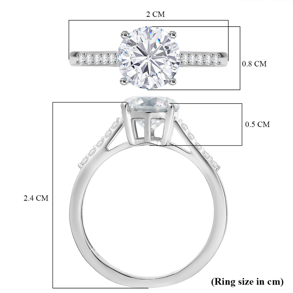 Royal Bali Collection - D'Joy Moissanite Solitaire Ring in Platinum Overlay Sterling Silver 1.60 Ct._8352082_5